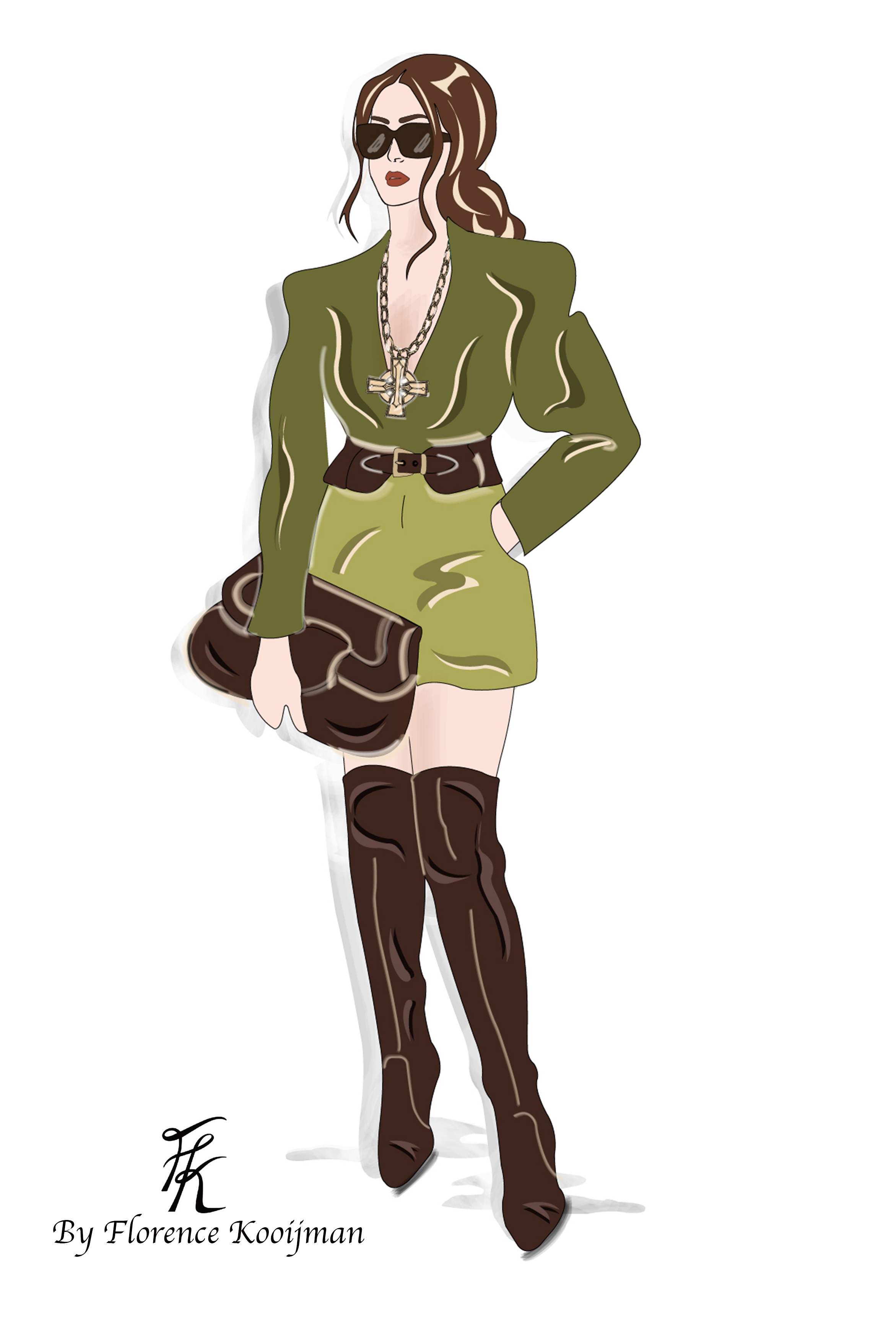 Dress handbag in dark brown leather - Worn view
